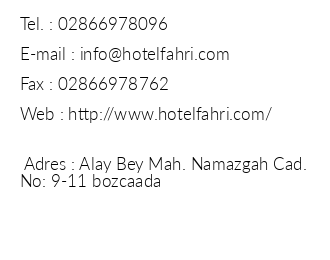Hotel Fahri iletiim bilgileri